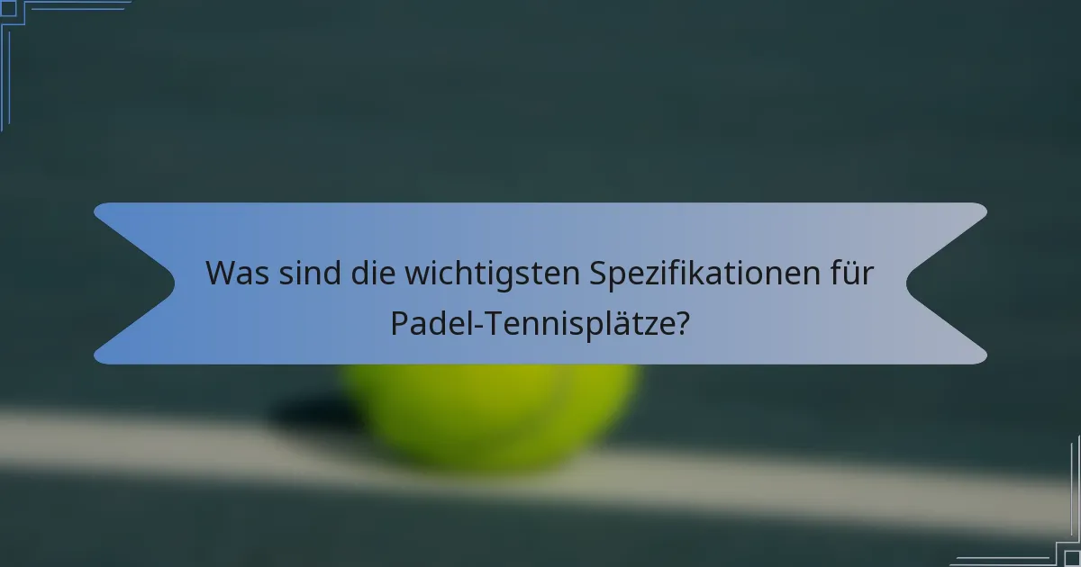 Was sind die wichtigsten Spezifikationen für Padel-Tennisplätze?