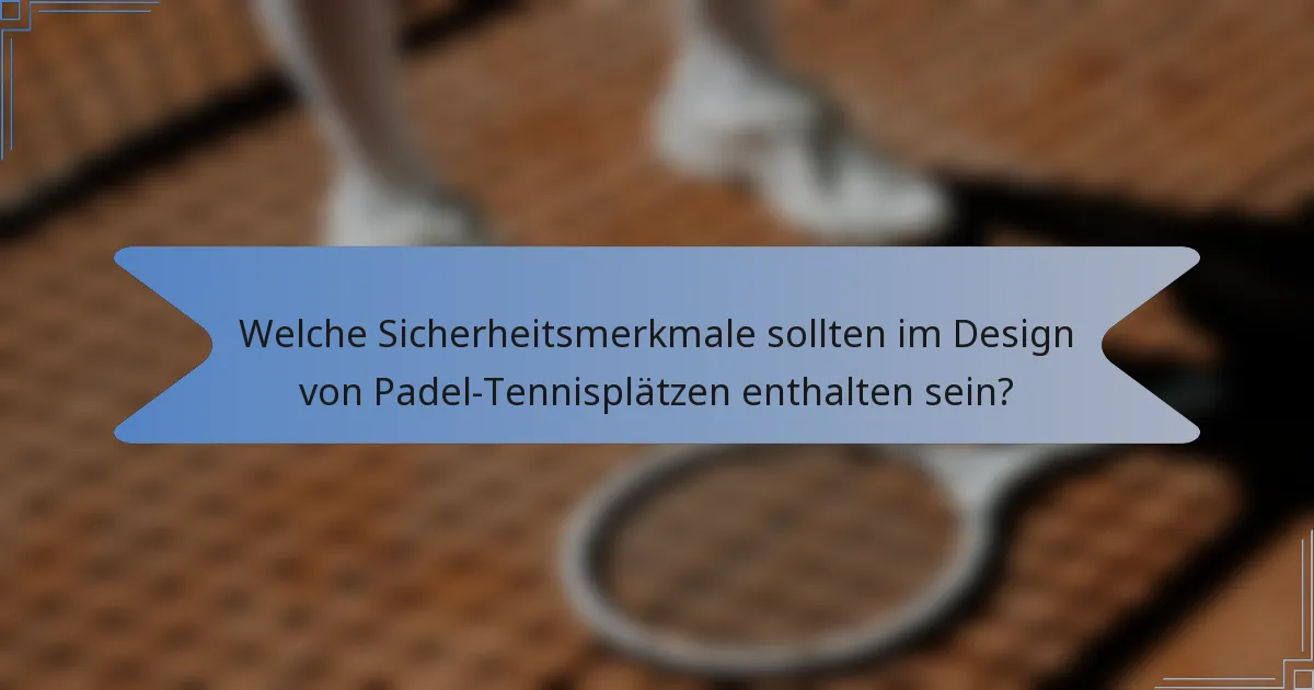 Welche Sicherheitsmerkmale sollten im Design von Padel-Tennisplätzen enthalten sein?