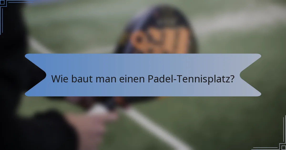 Wie baut man einen Padel-Tennisplatz?
